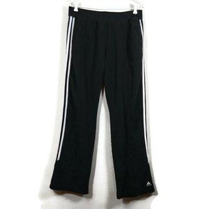Adidas Women's 3 White Stripes Fleece Open Hem Sweatpants Black Size L